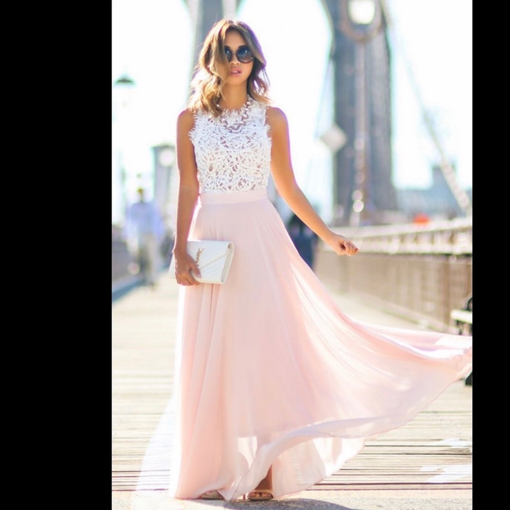 Summer Lace And Blush Maxi Dress